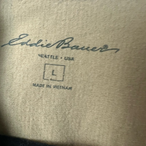 EDDIE BAUER Fishing Camping Short Sleeve Shirt Button Front Green Men LG - Picture 8 of 10